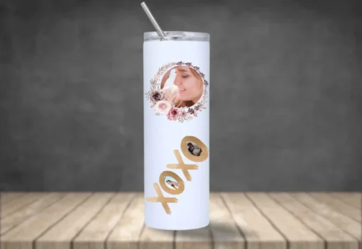 personlig tumbler rak i rostfritt stål egen bild kärlek
