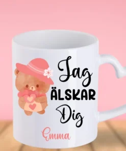 personlig mugg med hjärta handtag till partner jag älskar dig