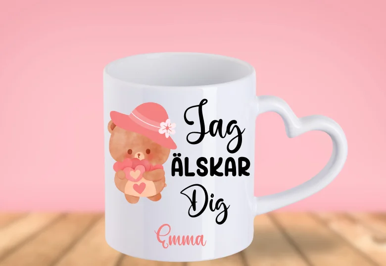 personlig mugg med hjärta handtag till partner jag älskar dig