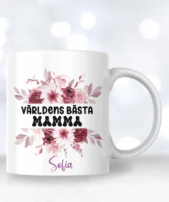 personlig mugg till mamma med text, världens bästa mamma personlig present