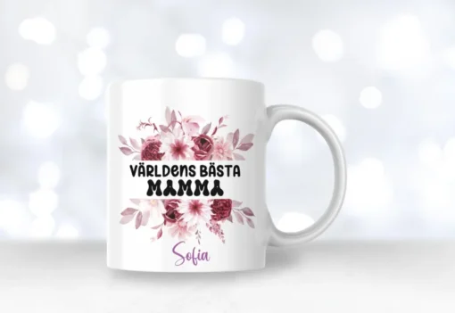 personlig mugg till mamma med text, världens bästa mamma personlig present